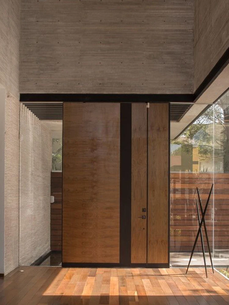 Sixinalu Entrance Door Wood Grain Pivot Main Aluminum Alloy Profile Custom Front Entry Doors Interior Exterior Door Home Decor