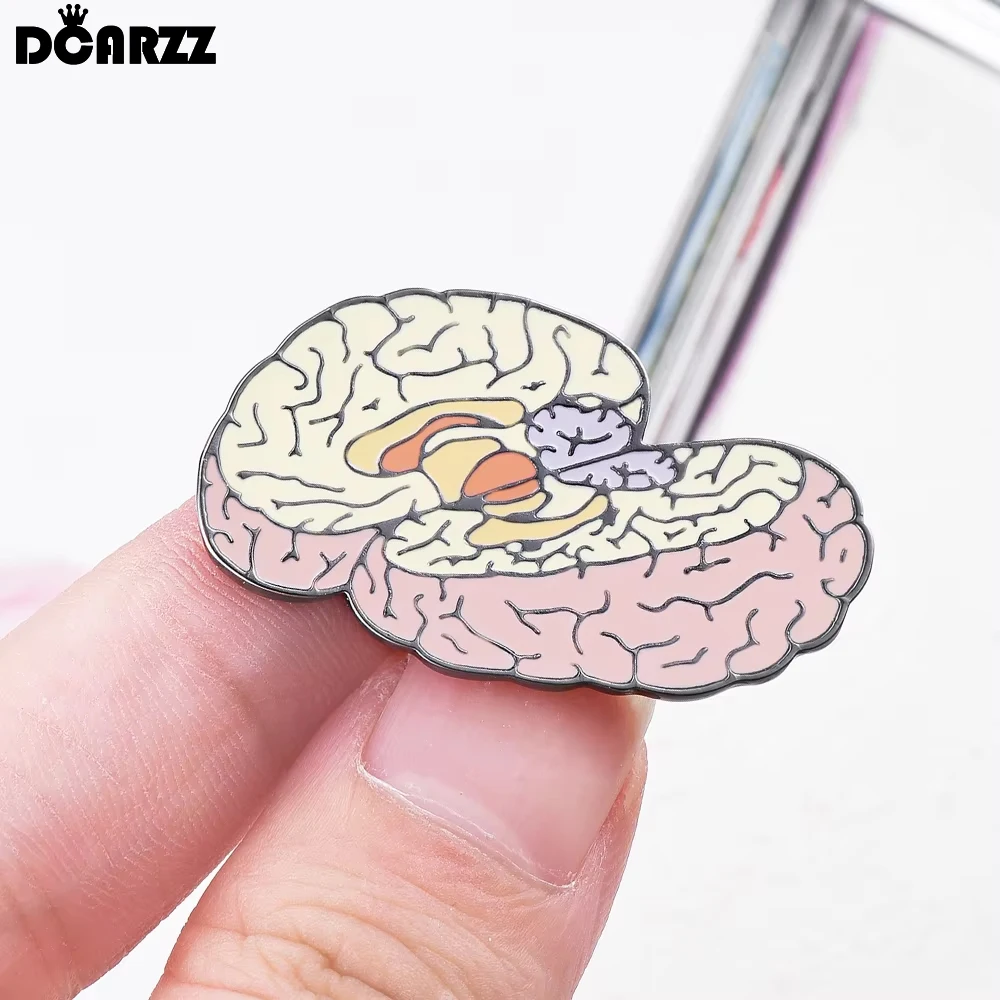 DCARZZ Open Brain Funny Enamel Pin Medical Neurology Lapel Backpack Badge Brooch Medicine Anatomy Jewelry for Boys Girls