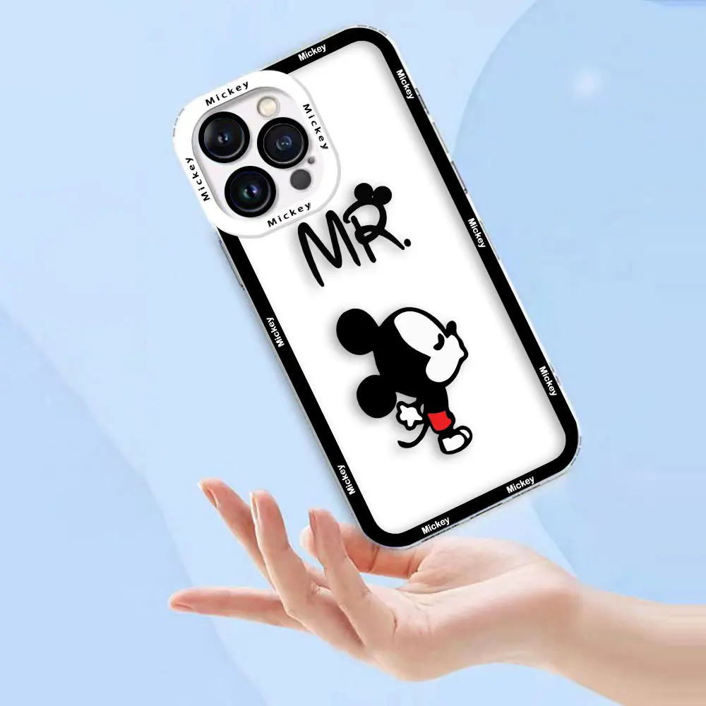 Cover Clear Phone Case For iPhone 15 14 12 13 11 16 8 7 SE Plus X XR XS Max Case Funda Shell Disney Mickey And Minnie Mouse