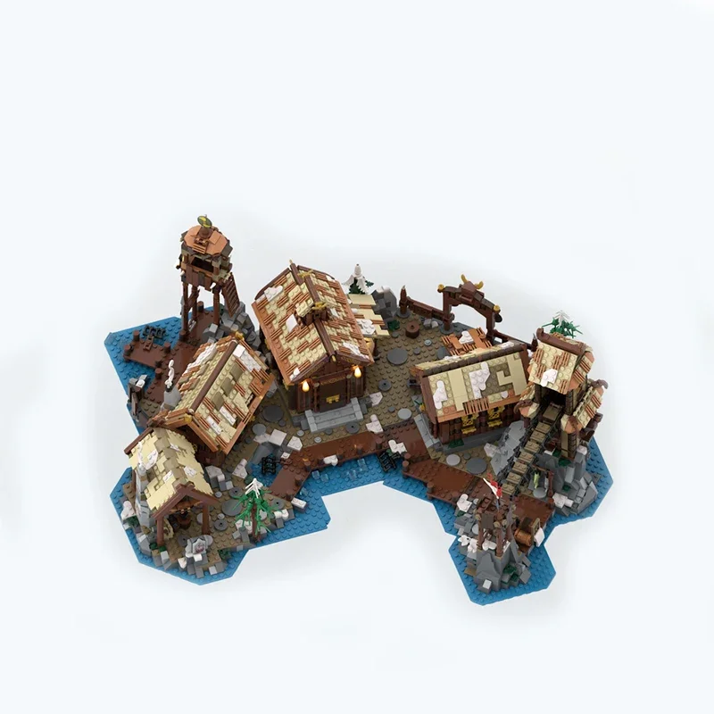 Moc Compatible 21343 casa de pueblo vikingo Medieval gran expansión bloques de construcción arquitectura juguete creativo para niños regalo