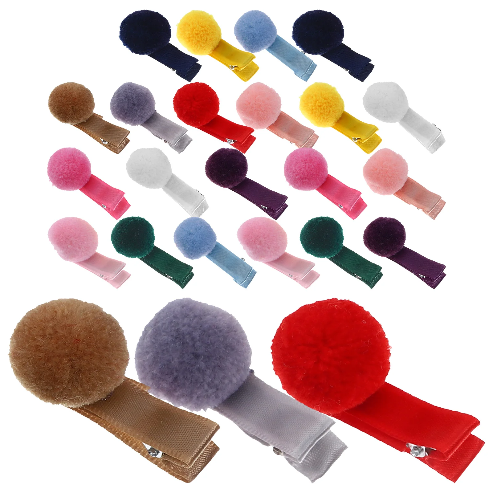 

24pcs Clips 12 Mixed Colors Girls Teens Hairball Barrettes Stylish Cute Hair Girls Hair Clips Accessories