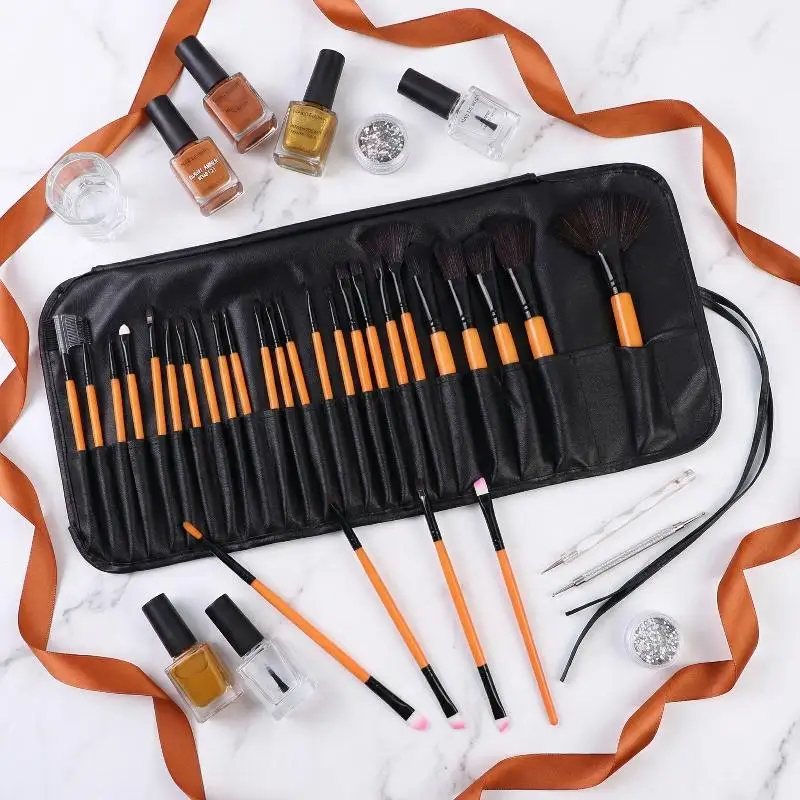 Professional Makeup Brush Set 24Pcs High Quality Beauty Brushes Kit with Bag for Face Contour Blush Eye Make Up