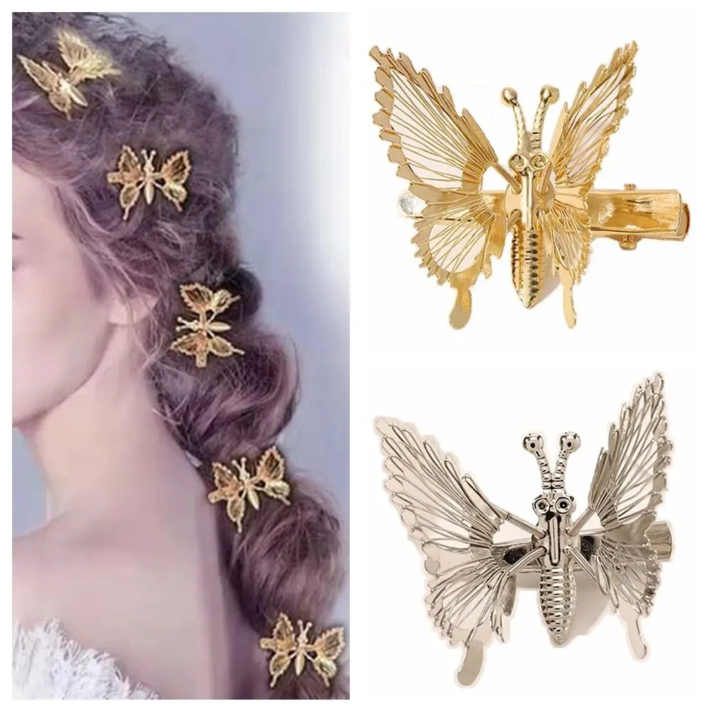 Gold Silver Moving Butterfly Hairpin Spring Hollow Out Butterfly Wings Butterfly Hair Clip Headdress Stage Performance