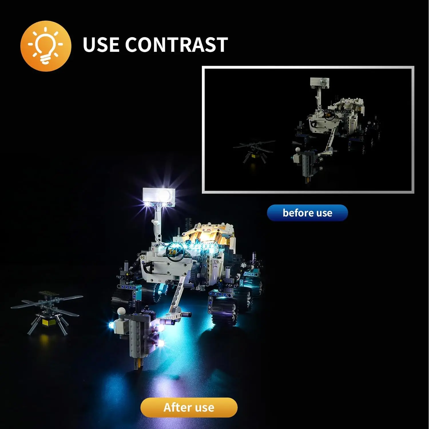 Hprosper 5V LED Lights for Technic NASA Mars Rover Perseverance 42158 Decorative Lamp (Not Include Lego Building Blocks Set)