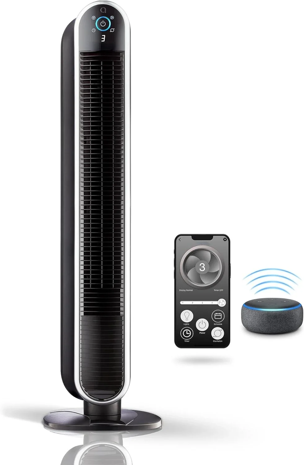 

Smart Wi-Fi Connected Voice Controlled Oscillating Tower Fan Compatible with Alexa and Google Assistant for Timer Settings