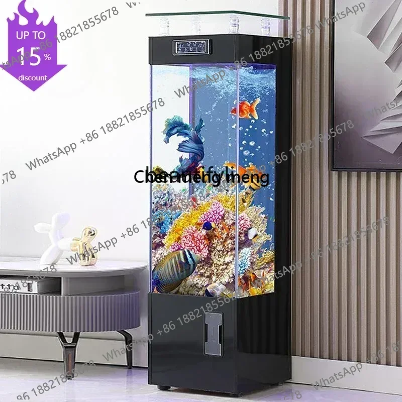 

Three-Dimensional Fish Tank Living Room Aquarium Floor-Standing Family Square Automatic Light Luxury Cube Change WaterzG185