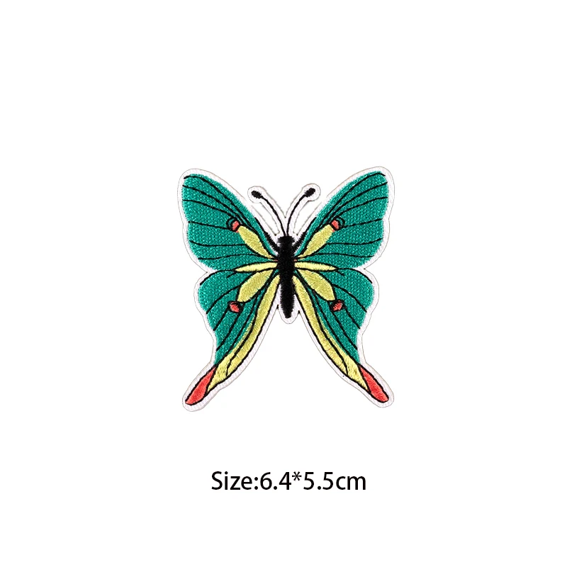 Green Butterfly Embroidery Patches For Clothes Iron on Appliques Badges Women\'s Clothing Headwear Hair Clips Decor Accessories