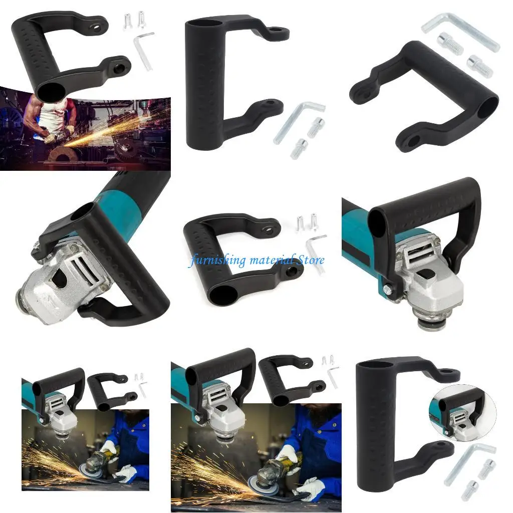 Y5GD ด้ามจับเครื่องเจียรกันลื่น ด้ามจับที่ปลอดภัย ติดตั้งได้อย่างง่ายดายสำหรับเครื่องมือประเภท 100 ABS สีดำ