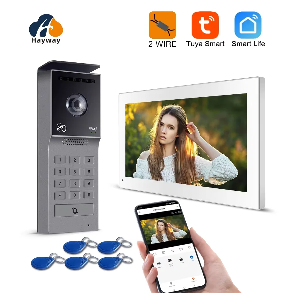 Hayway 2-Wires Video intercom Tuya Wifi Smart Home Video Door Phone 1080P IPS Touch Monitor Doorbell Door Camera Security System