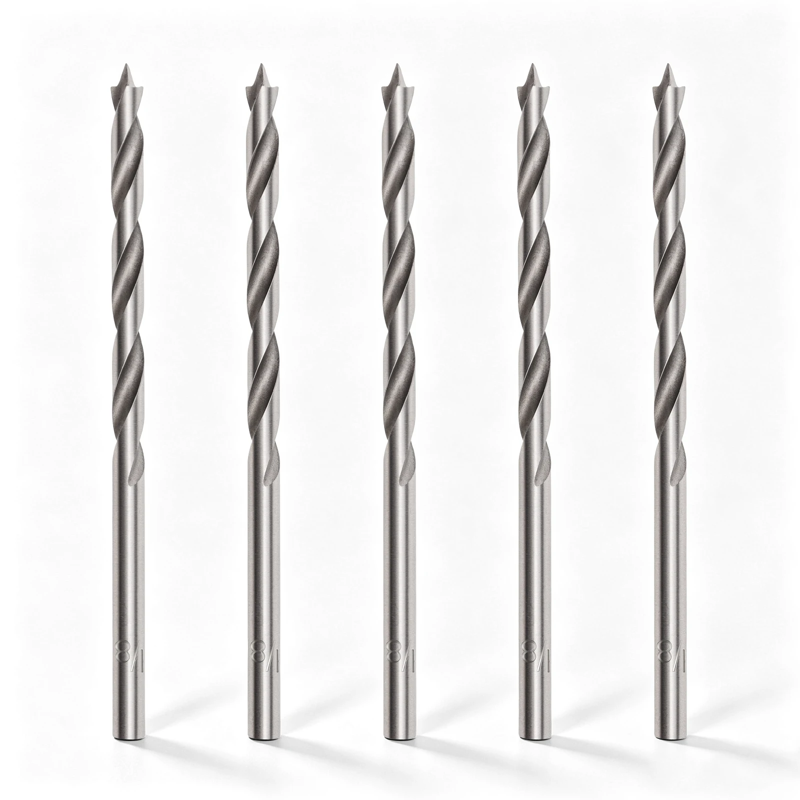 5 Pcs 1/8 in HSS Wood Twist Drill Bits for Cabinet Making Crafting Small DIY Projects Three-point Woodworking Drill Bits Set