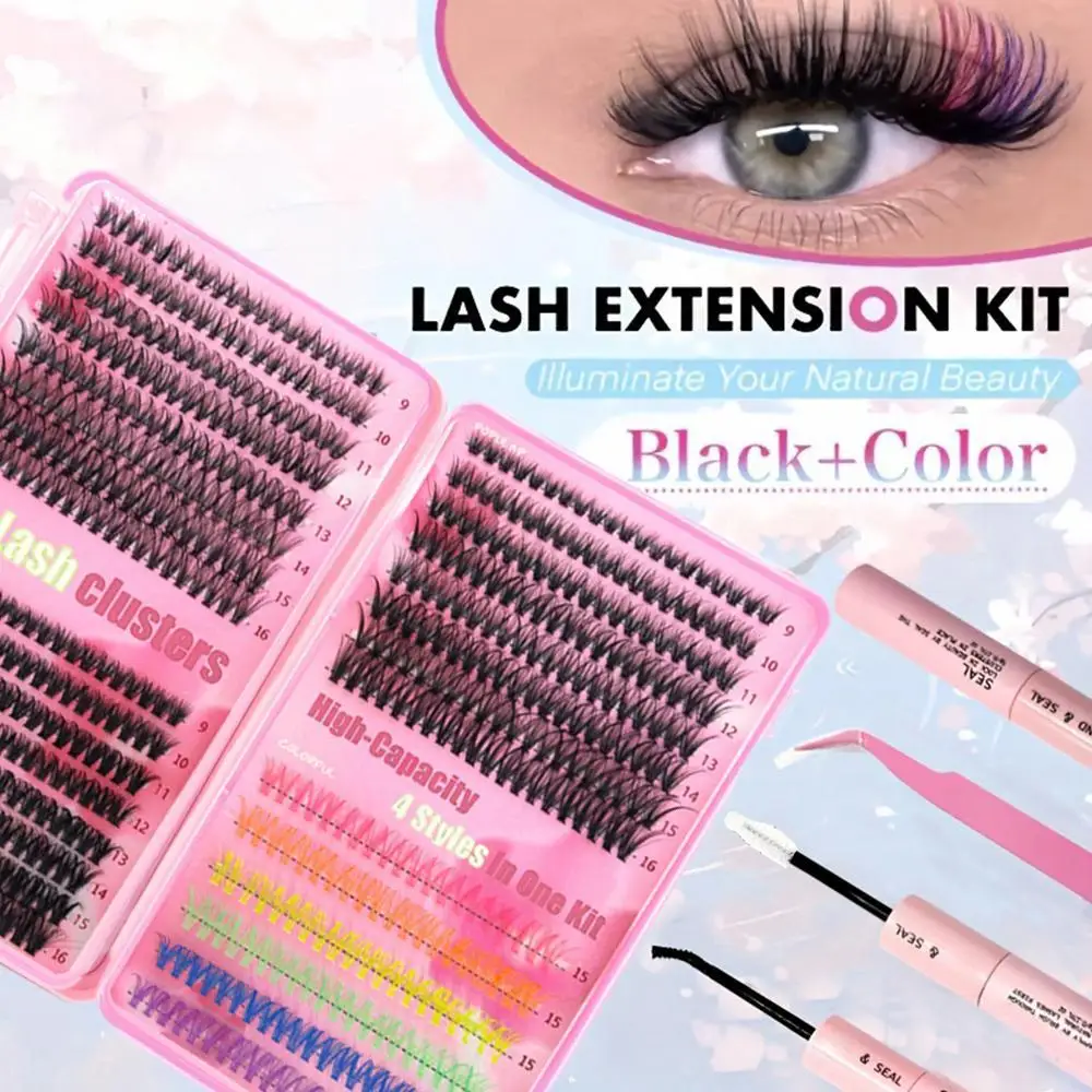 

Набор для наращивания ресниц Colorful Mixed Eyelash Extension Kit D Curl Fluffy с индивидуальными смешанными ресницами, пинцетом и клеем для ресниц Leng U7K4