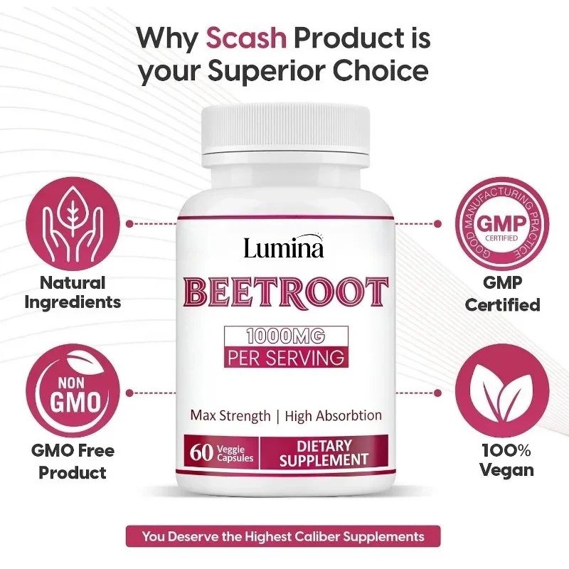 Beetroot Capsules 1000mg-60 Capsules of Beetroot Powder Per Serving