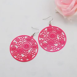 Colorful Flower Round Earrings Fresh Colour Light Earrrings for Women Fashion