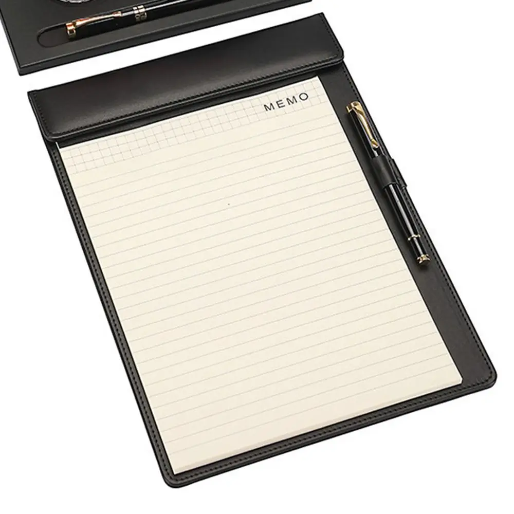 Fashion PU Leather Paper Folder Magnetic Pen Holder Writing Board Thicken Durable Writing Pad Restaurant