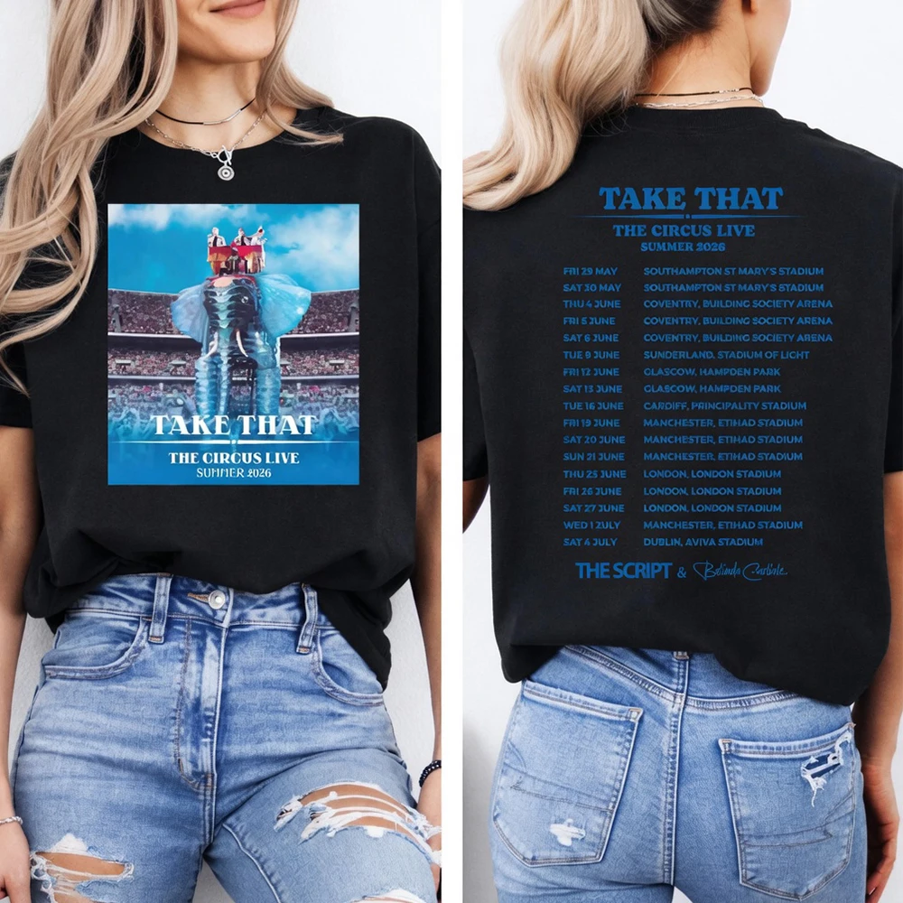 Take That The Circus Live Tour 2026 T-Shirt Summer Concert Front and Back Print Shirt Unisex Music Lover Tee Short Sleeve Tshirt