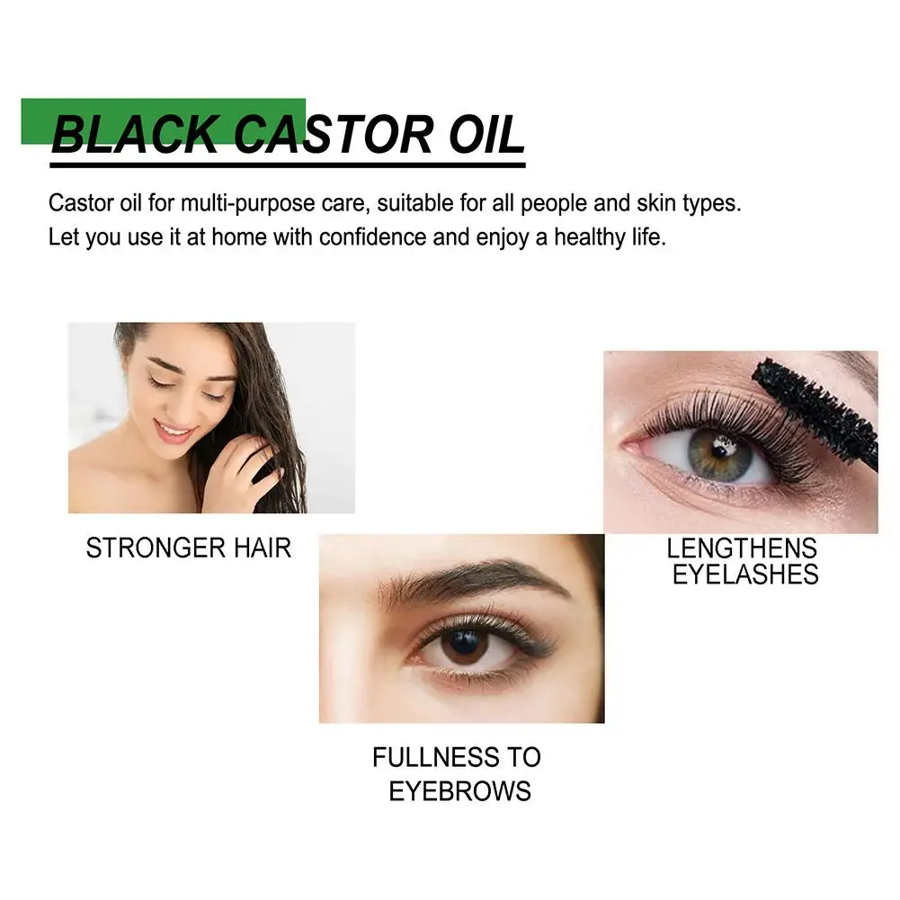 60ml Black Castor Oil Nourishes Skin Massage Essential Aging Prevents Growth Products Oil Hair Eyebrows Care Skin E6F3