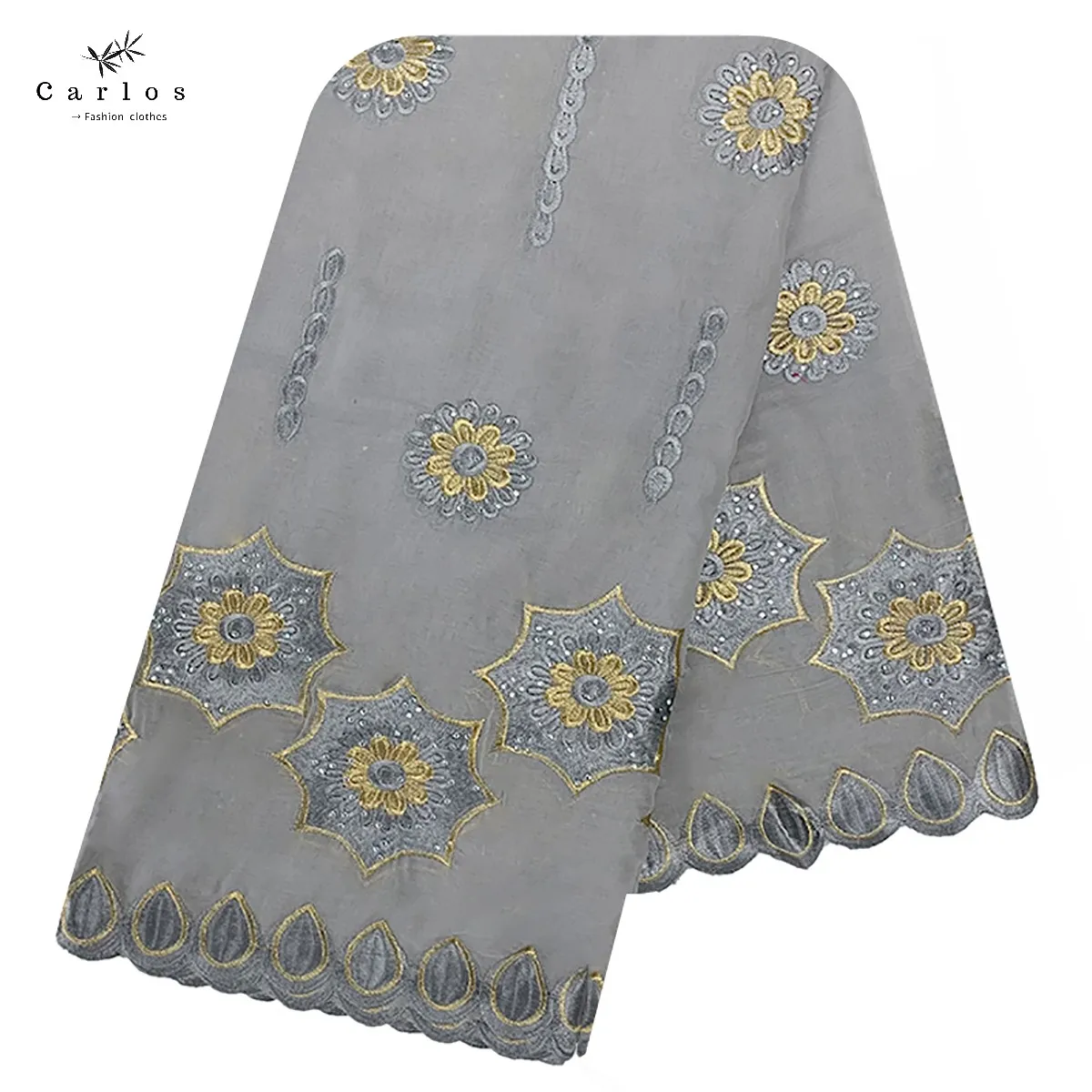 2022 Hot Sale African Women Scarfs Big Circle Design Big Embrodiery 100% Cotton Big Muslin Scarf For Shawls Pashmina