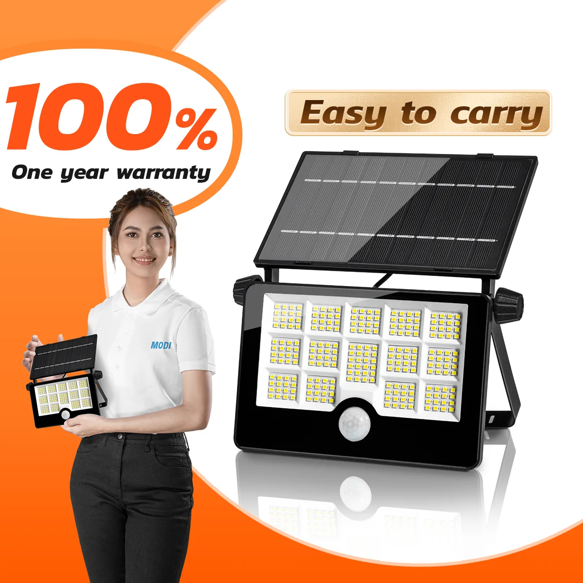 

MODI Solar Spotlight: All-in-One 30W & 60W White Light Wonder! IP64 Waterproof, Portable, with Auto Switch & USB Charging.