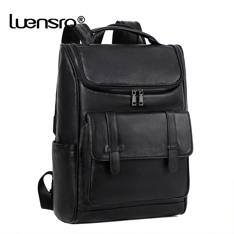 100% Genuine Leather Men Backpack Large Capacity Fashion Boys Schoolbag Laptop Bag Cowhide Travel Backpacks Student Bookbag