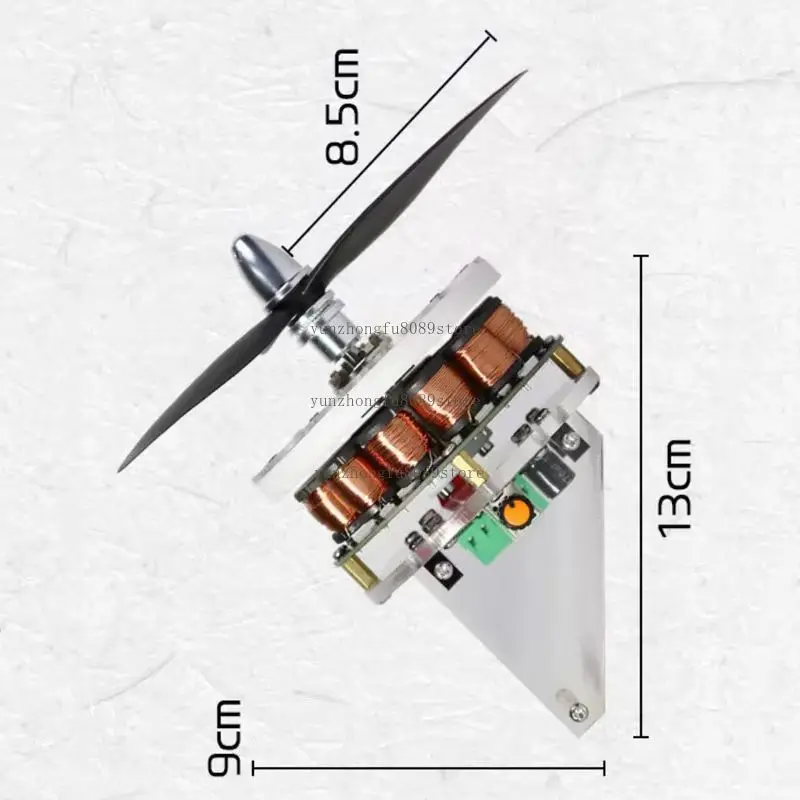 12–24V DC Brushless Motor Fan Model, Adjustable Speed 3-Blade Propeller Low Noise for DIY Cooling and Educational Use