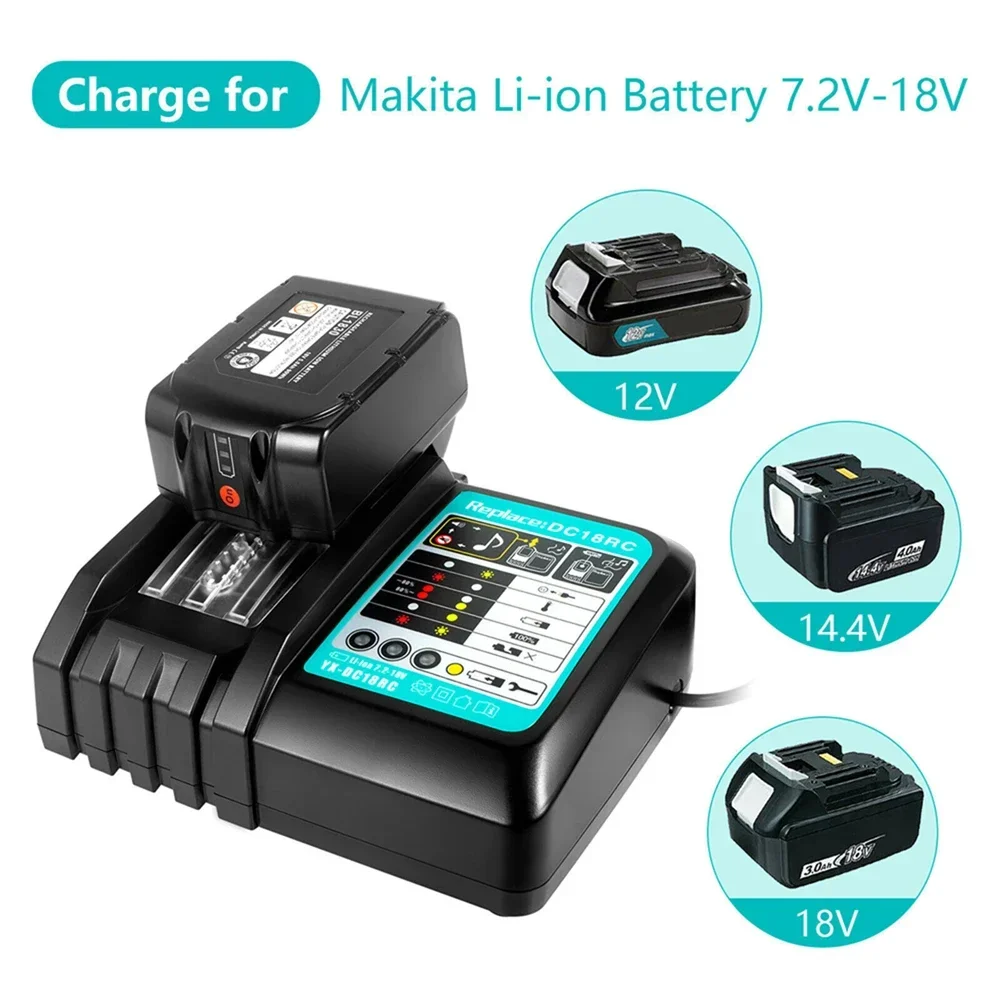 Imagem -02 - Makita 18v Drill Battery Charger 3a Li-ion 14.4v 18v Lxt Bl1815 Bl1860 Bl1430 Bl1450