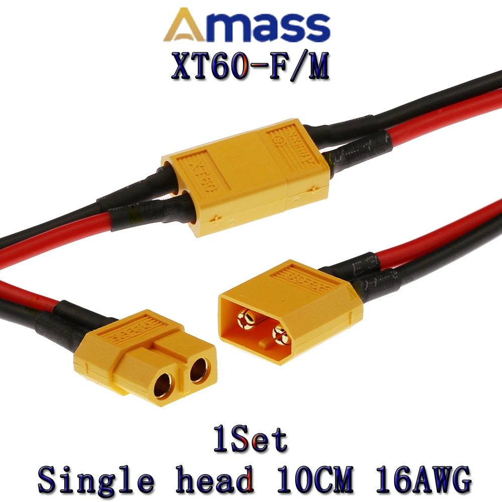 1pcs Amass XT60-F/M T model airplane Plug Battery Connector Set Male Female Gold Plated Banana Plug for RC Parts With line 10CM