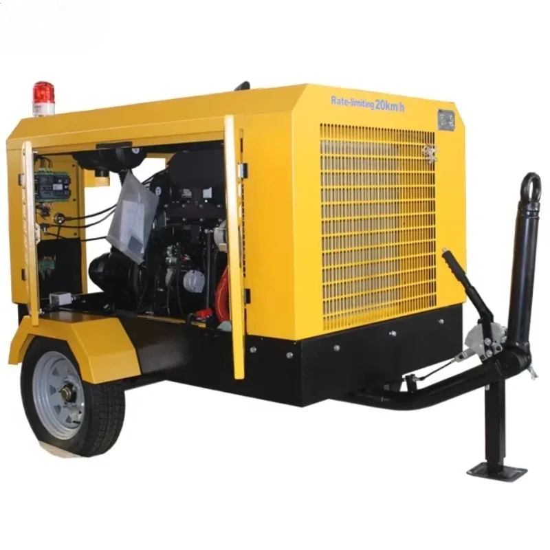 Customized Water Well Drilling Use Machine 185CFM Compressor 7BAR 102PSI Portable Screw Air Compressor Two Wheels With Diesel En