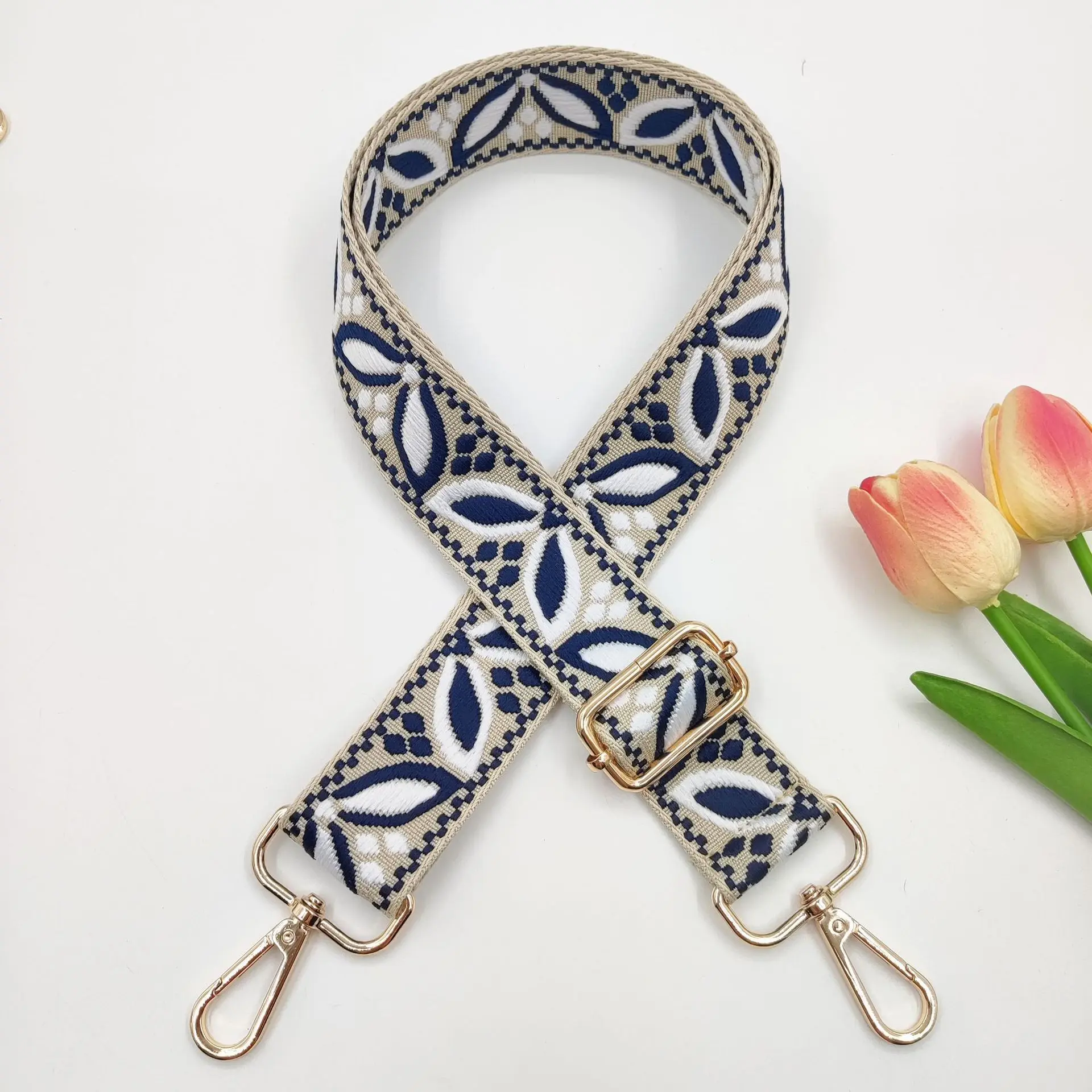 1 Piece 1.50inch Wide Adjustable Handbag Purse Strap Replacement Crossbody Shoulder Strap Magnolia Pattern Jacquarded Strap