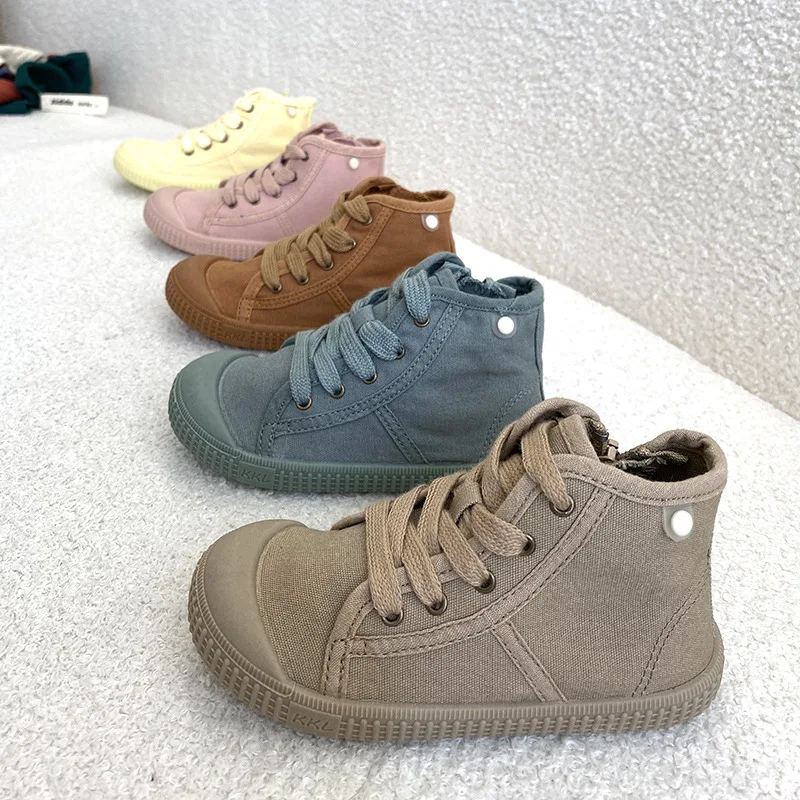 Children Casual Shoes Unisex 2023 Classic High Top Girls Canvas Shoes Student Lace up Sneakers for Boys Kids Shoes Child