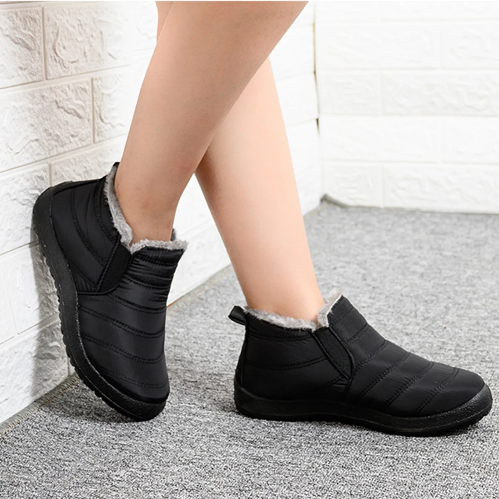 

Waterproof Winter Boots for Women 2024 New Plush Snow Boots Women Ankle Boots Warm Black Couple Cotton Couples Platform Shoes