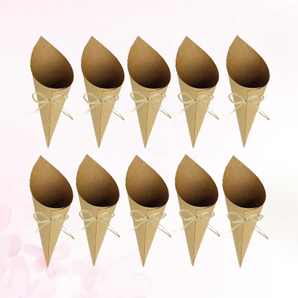 50 Pcs Kraft Paper Pedicle Conical Shaped Decor Decoration Wrapper Tube Adornment Concise Design Hemp Rope