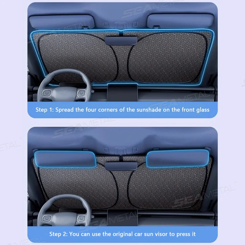 SEAMETAL Foldable Windshield Sunshade Thick 5-Layer Windscreen Sun Protection Cover Privacy Curtain Universal for Sedan Suv Mpv - view 5