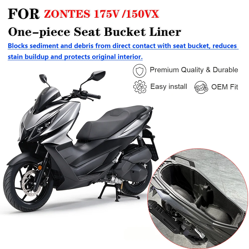 Motorcycle Modified Integrated Seat Bucket Liner Anti Scratch Felt Protection Mat Storage Compartment Cover For ZONTES 175V 150V
