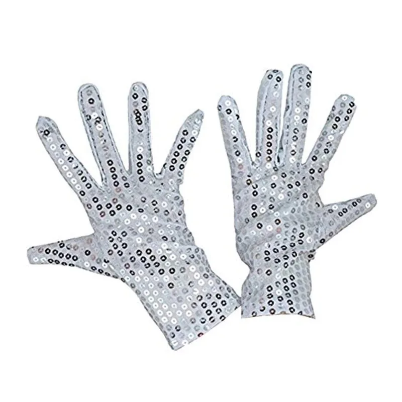 

Celebrity Gloves Fashion Stage Performance Sequins Short Glove Black Silver Red Yellow Blue Shinning Mittens