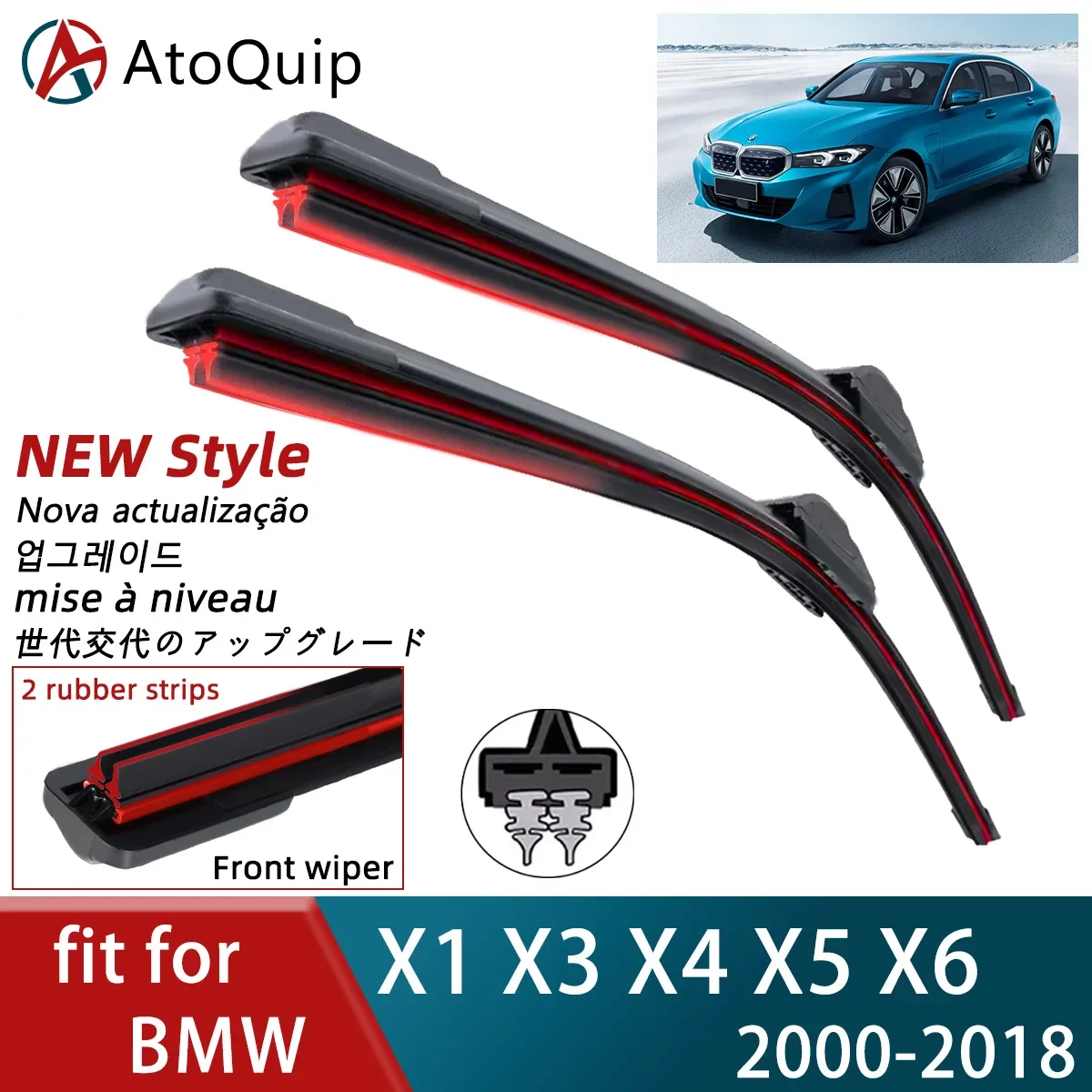 

Double Rubber Car Wiper for BMW X1 X3 X4 X5 X6 Front Wipers Blades Brushes Cutter Accessories Windscreen Wipers Parts 2018