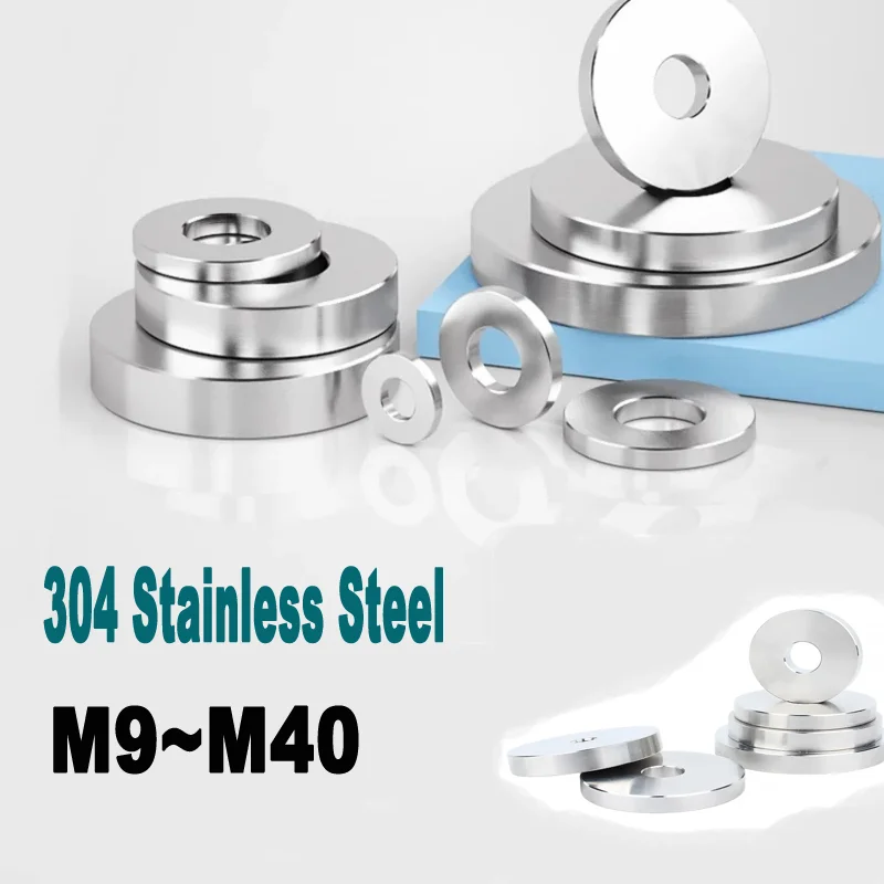 304 Stainless Steel M9~M40 Smooth Extra Thick Washers Enlarged Gasket Flat Washers for CNC Precision Turning Lathe Processing