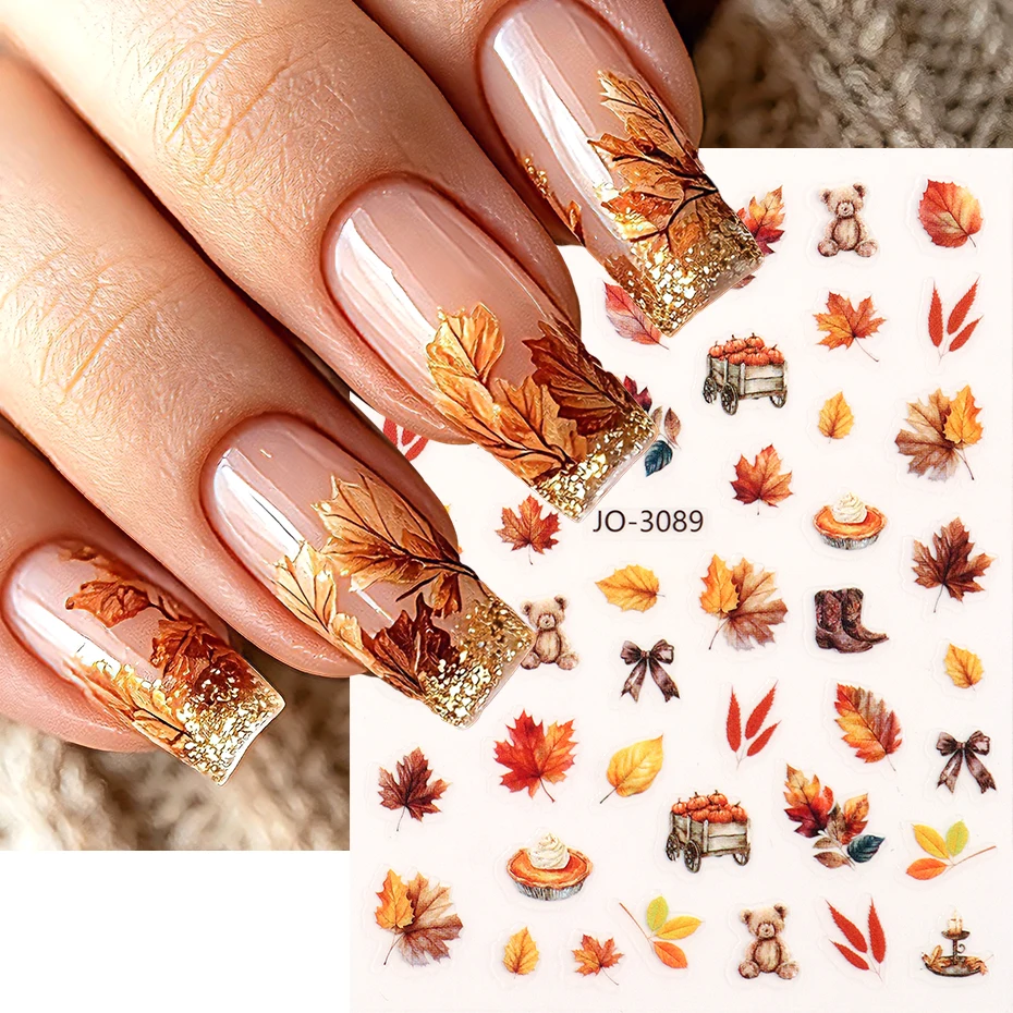 2 Stück Herbstblätter Nagelaufkleber Ahornblatt Nagelsticker Vintage Herbstdeko Maniküre Nagelkunst Aufkleber Dekorationszubehör – Detail 6