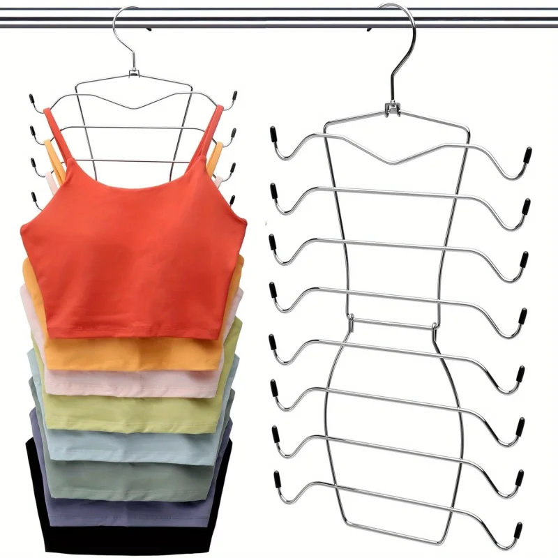 Multi Layer Metal Tank Top Hanger, Foldable Non Slip Space Saving Hanging Rack for Camisole Bra Underwear Sling Shirts