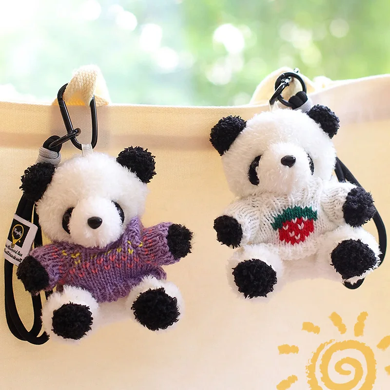 Cute Panda Keychain New Fashion Plush Key Chain Anti Theft Wristband Keyring Small Panda Stuffed Animal Pendant for Backpack