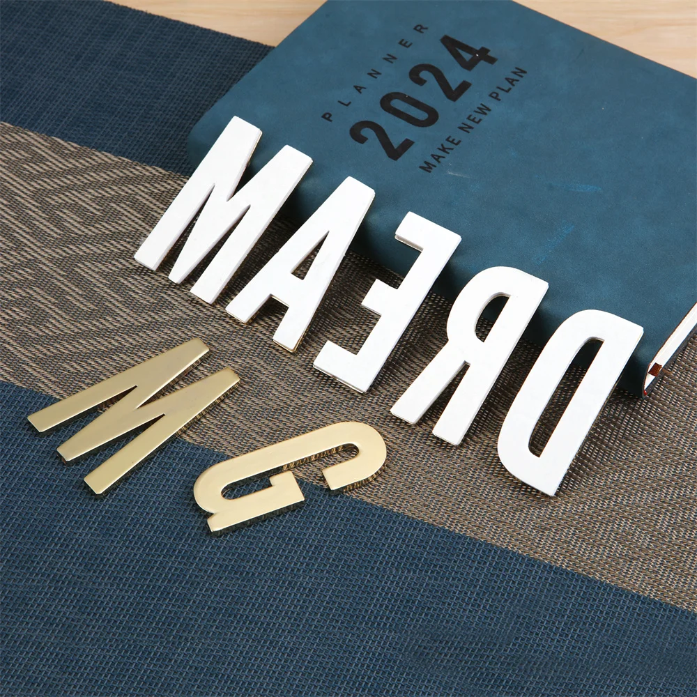 1Pcs Metal Self Adhesive House Number English Alphabet Letters for Apartment Room Door Plate Table Mailbox Number Stickers 7*3cm