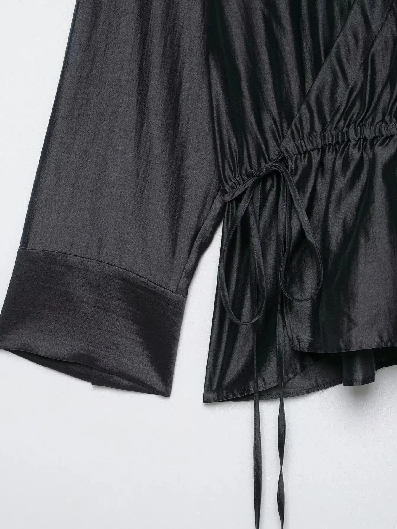 European and American 2026 new summer women's clothing loose casual simple fashion long-sleeved double-breasted drape shirt