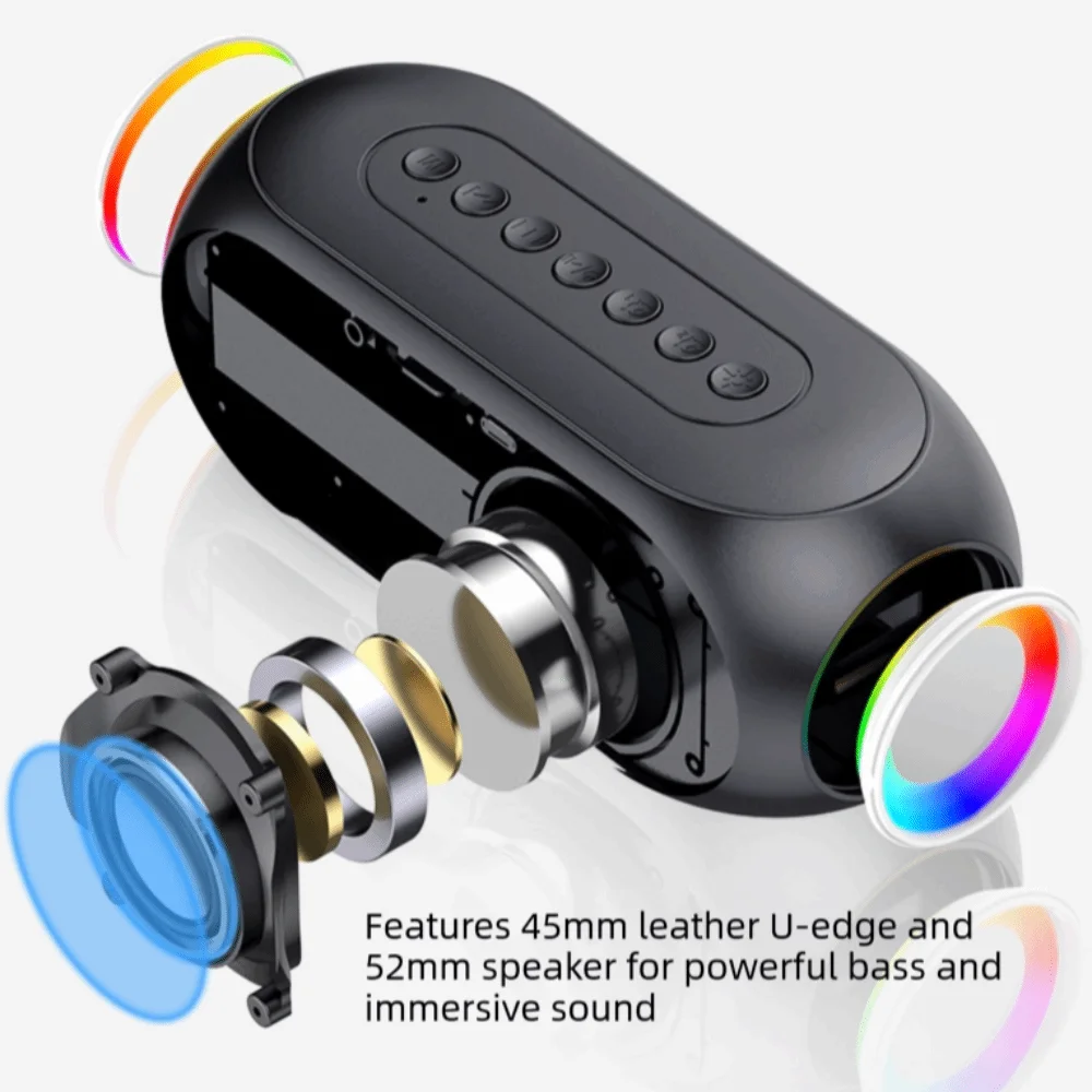 Portable Radio FM Music Player Rechargeable with Night Light Heavy Subwoofer BT Speaker Multi-functional Mini