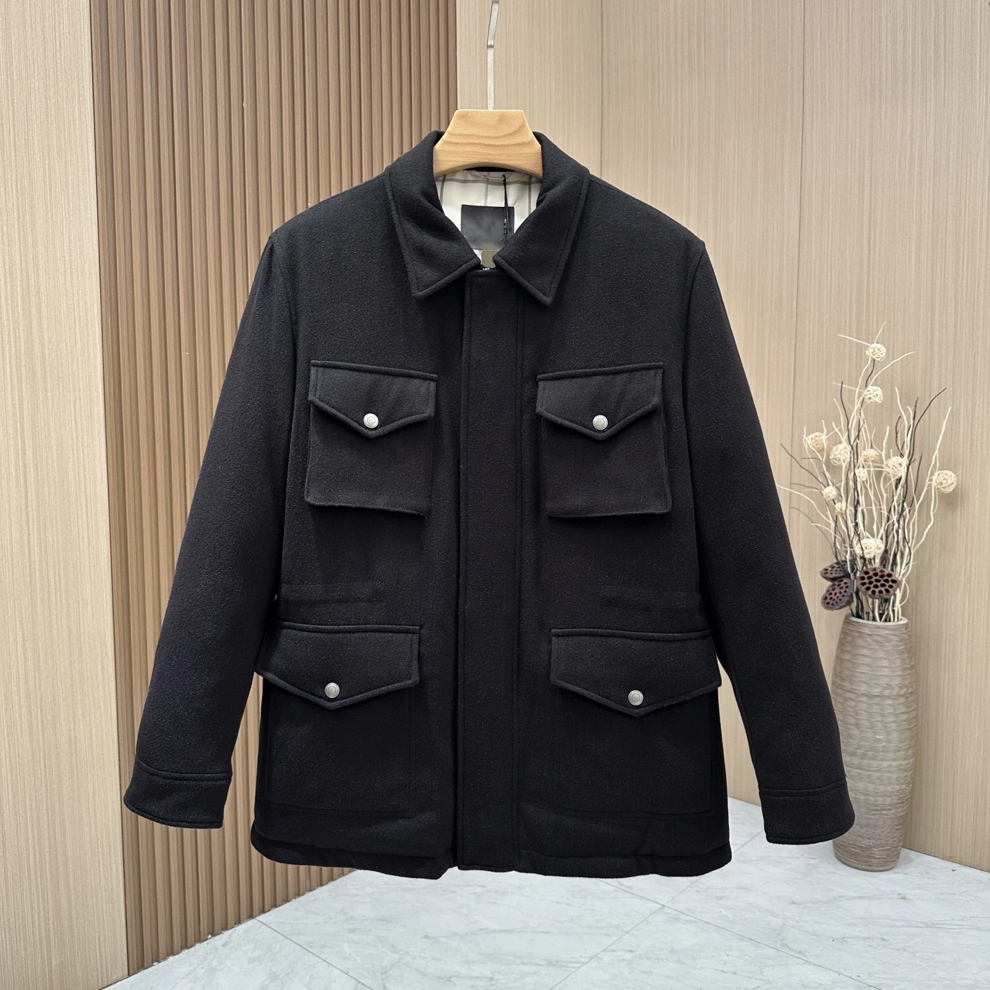

Italian LP casual lapel mid-length wool jacket