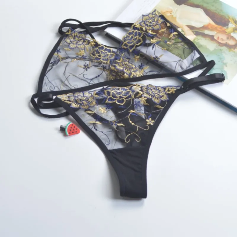 Sexy Lingerie LaceTransparent Fairly Woman Bra Set Floral EmbroideryBrazilian women panties Seamless Bralette