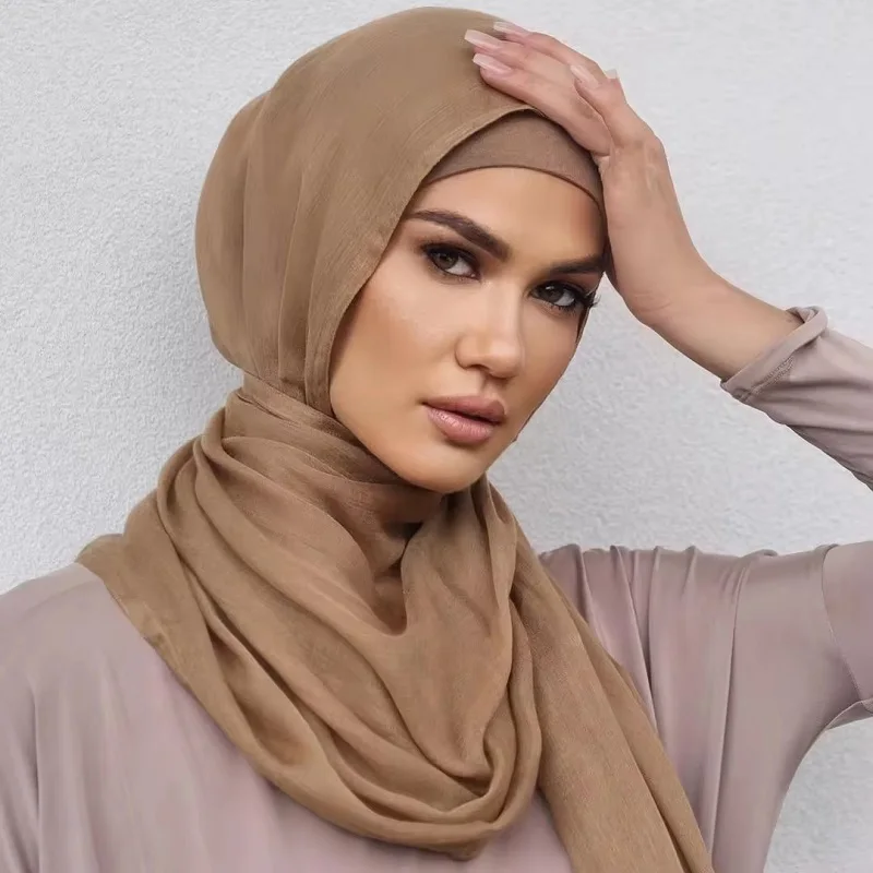 Bufanda Hijabs de Modal de rayón de algodón, pañuelo para la cabeza, chales largos lisos de talla grande, hiyab musulmán para mujeres, turbante