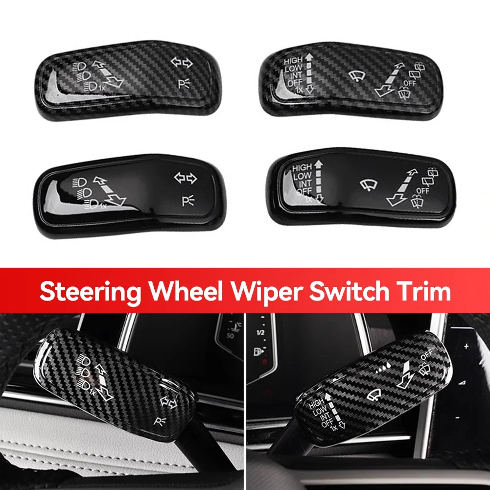 2Pcs Car Steering Wheel Headlight Switch Control Cover Wiper Switch Trim Accessories for VW Polo Golf 7 Golf 8 Jetta Tiguan