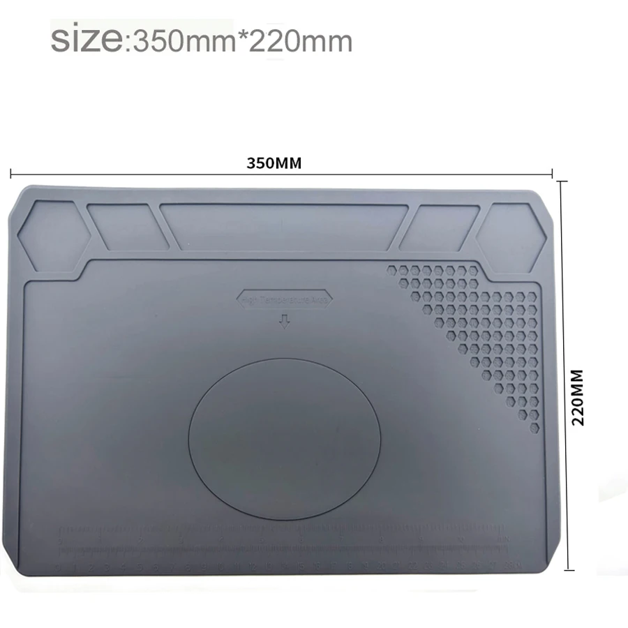 Imagem -02 - Isolamento Heat-resistant Soldering Station Grey Silicone Solder Mat Work Pad Desk Maintenance Platform 35x22cm