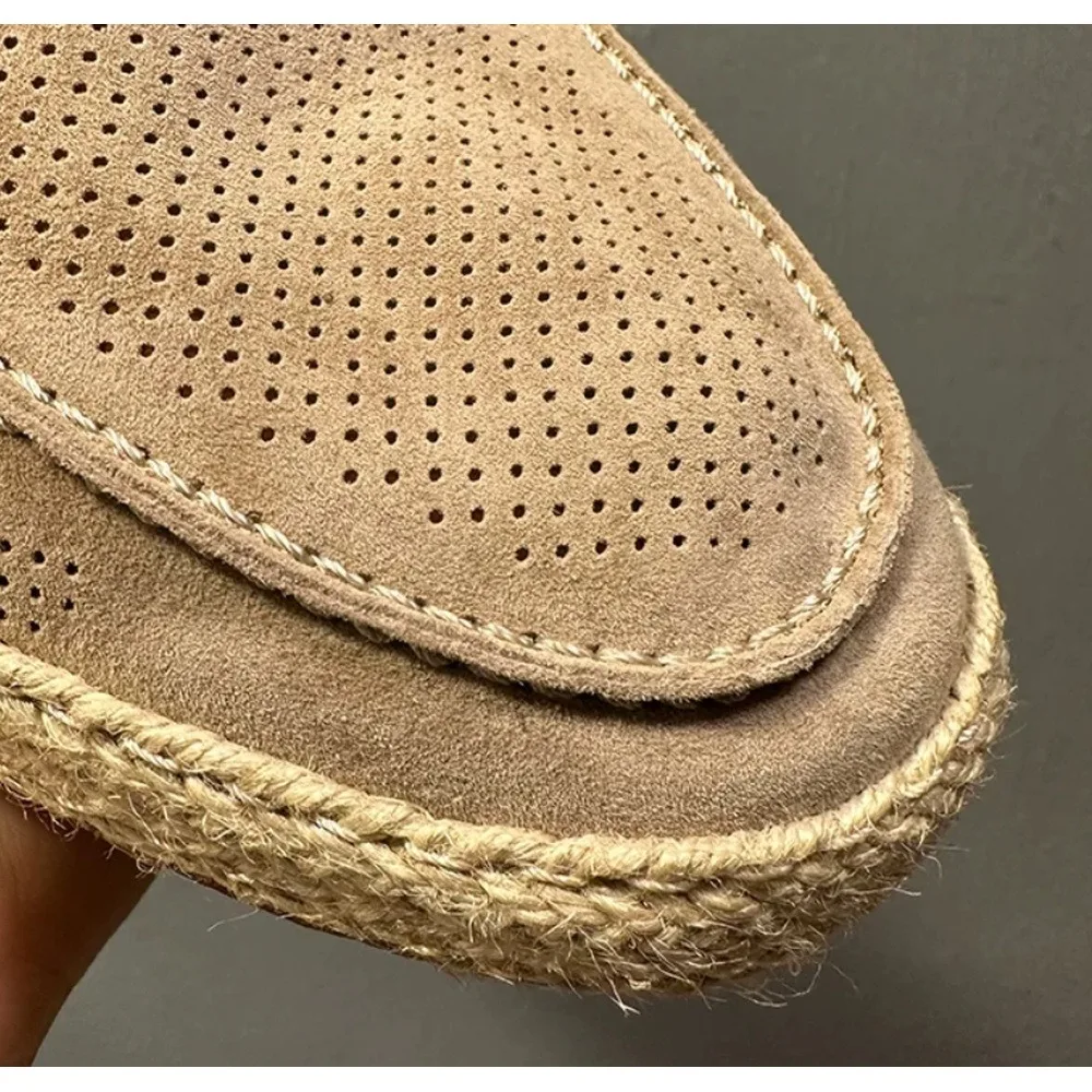 Jute Woven Slip‑On Shoes, Breathable Lightweight Footwear for Summer Casual Daily Wear