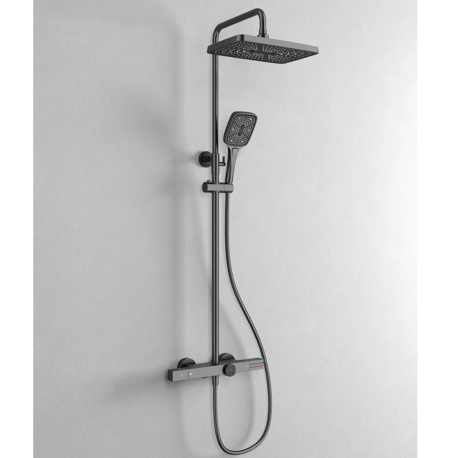 Household Bathroom Constant Temperature Three-function Bathroom Surface Shower Black Wall Shower Set