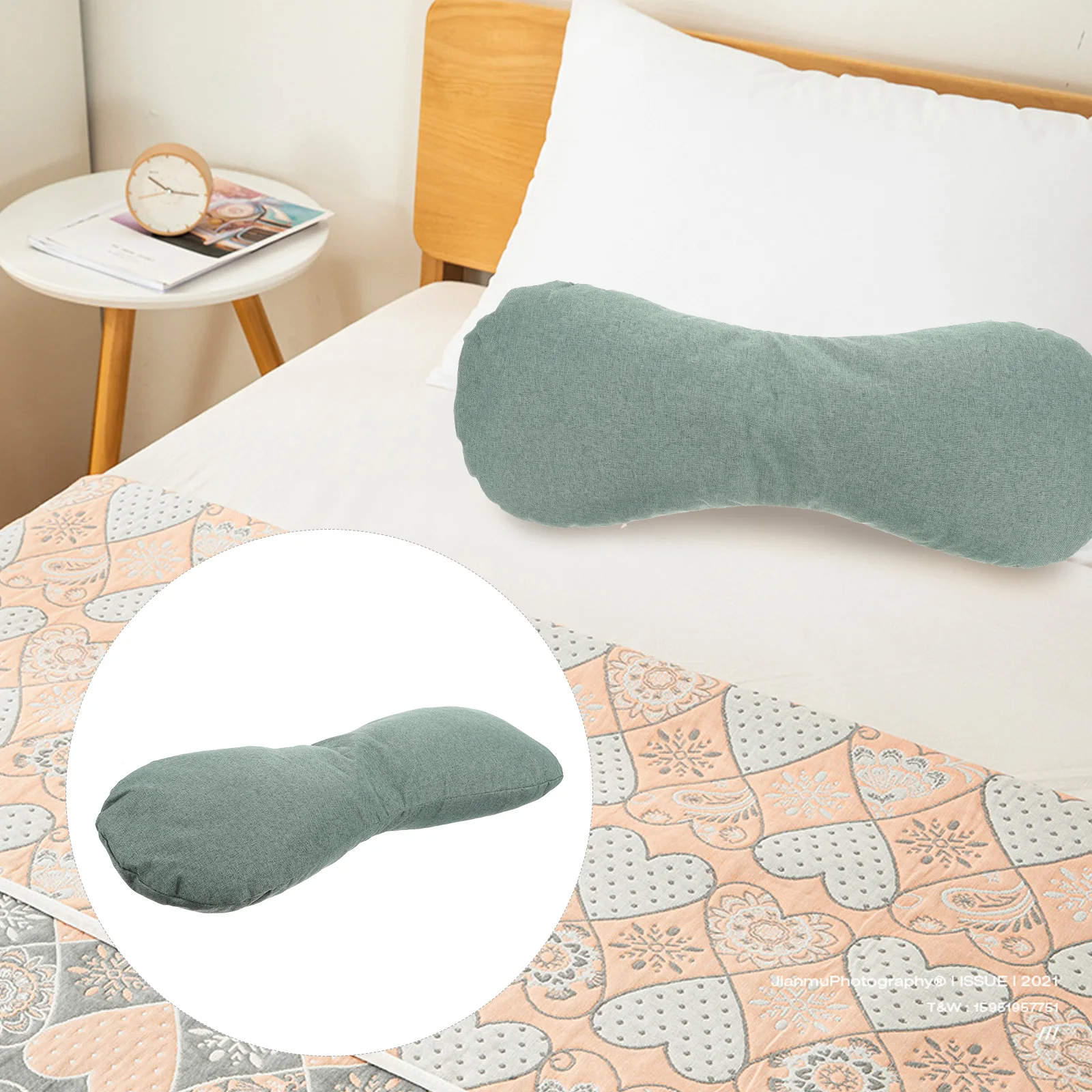 وسادة من خشب الشيح لدعم الرقبة، قماش كتان صيفي لتخفيف عنق الرحم، تصميم مريح للنوم والاستخدام القطني